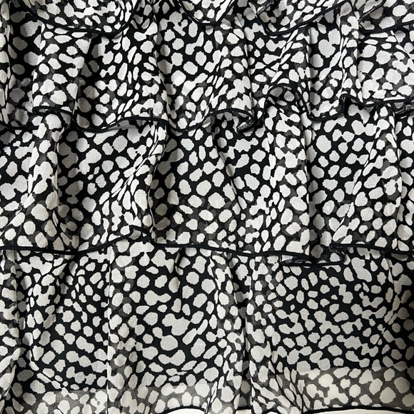 White & Black Polka Dot Tiered Skirt Mini Mid Ruffle Casual Summer Vacation Boho - Picture 5 of 15